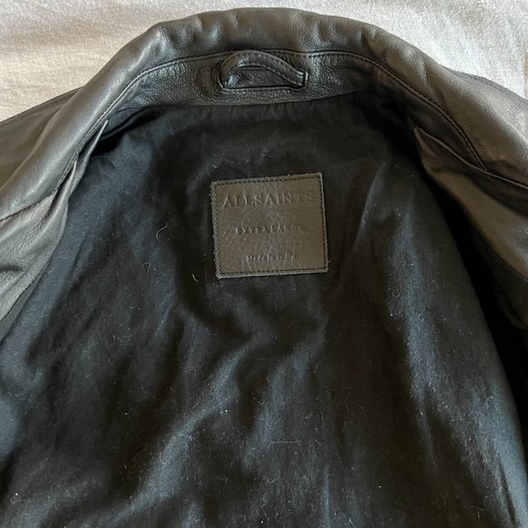 Vintage-Inspired AllSaints Conroy Crinkled Leather Biker Jacket - Picture 5 of 11
